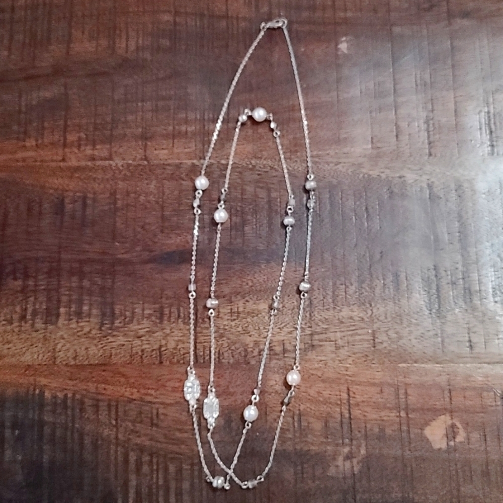 Long silver necklace